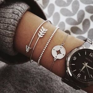 *ALFIE* 3-Pc Silver Arrow Fashion Bracelet Set